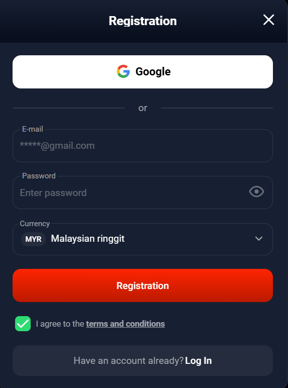 Register at TopX Casino — under 60 seconds